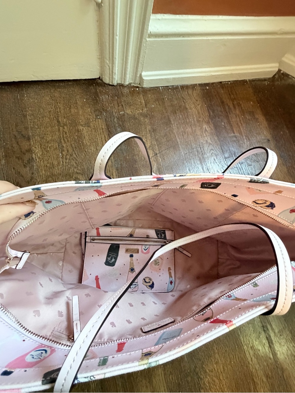 kate spade Pink Champagne Bottle Print Tote - Picture 4 of 6